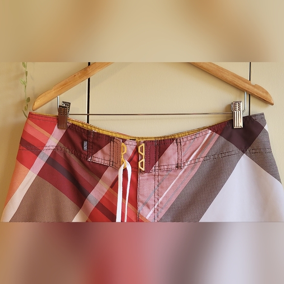 Billabong Board Shorts Mens 36 Swim Trunks Orange Brown Surf Striped Pocket Logo - Picture 15 of 15